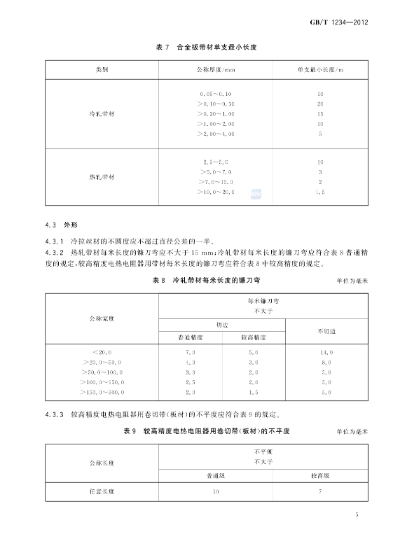 Electrical Heating Resistance Wire Standard GB/T1234-2012